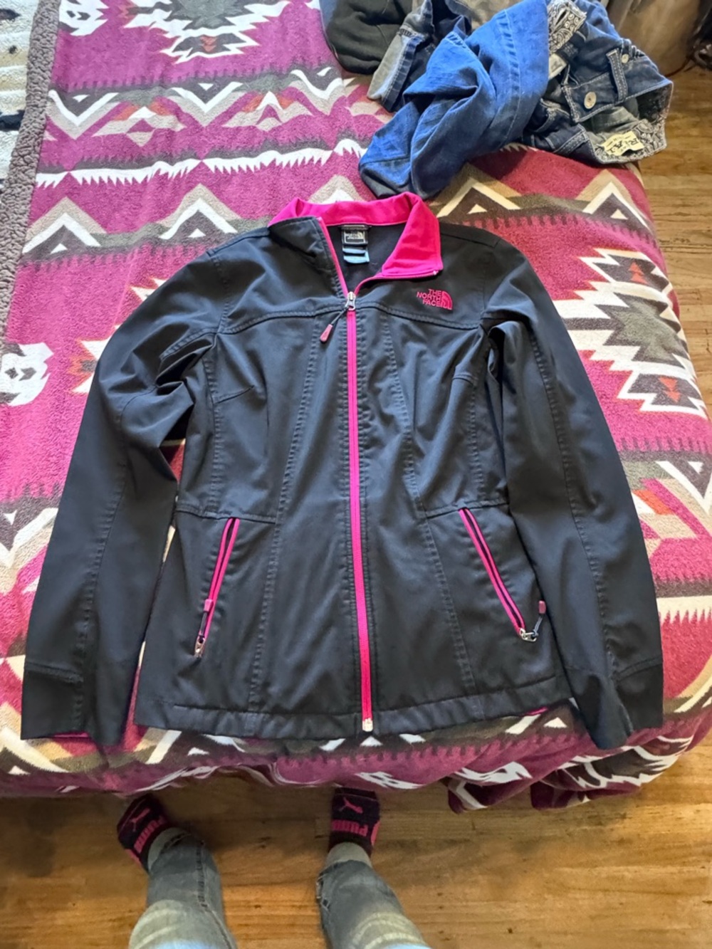 The North Face Women's Black Utility Jacket with Pink Trim